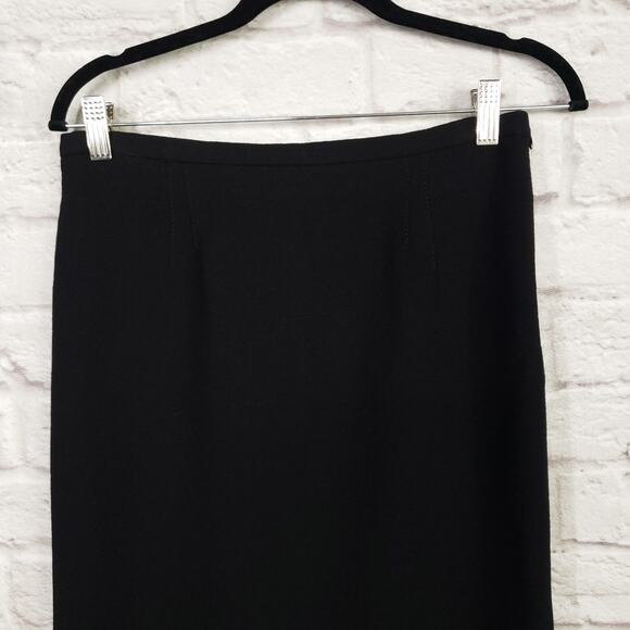 Moschino Cheap And Chic Black Wool A-Line Skirt Back Vent Side Zip Italy Sz US 8 - Picture 2 of 14
